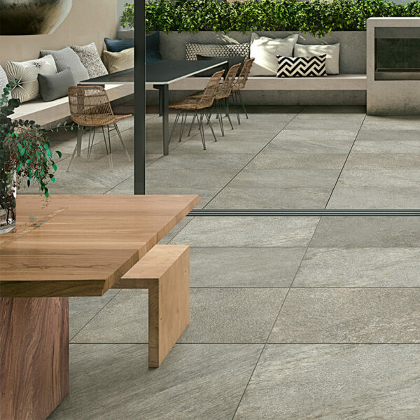 2cm thick beige outdoor pavers floor tile from italy stone patio seamless transition Tilemaster
