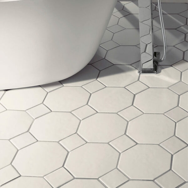 white wall tile floor octagonal tiling pattern shower toronto ontario