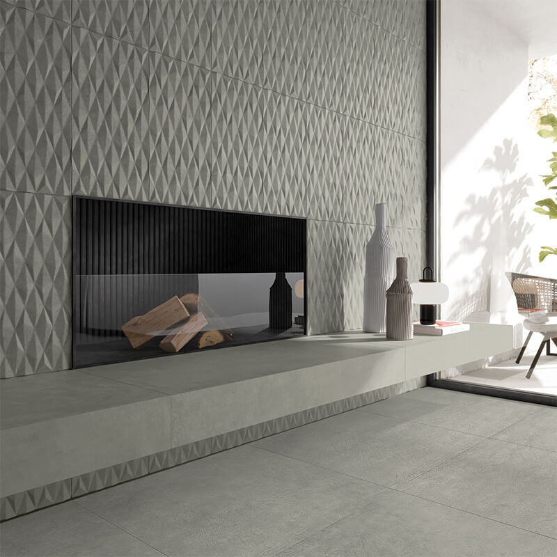 grey concrete cement kitchen backsplash accent wall tile floor design ontario canada