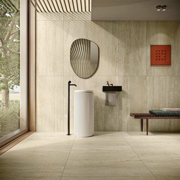 beige stone wall tile floor bathroom shower toronto ontario