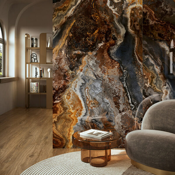 copper marble dramatic accent wall tile floor interior design toronto ontario canada